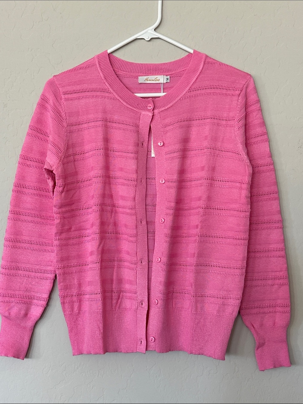 Bright Pink Button-Front Cardigan size M NEW!